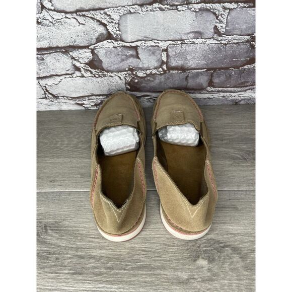 Ariat Cruiser Shoes Tan Suede Pink Slip On Loafer Flat Casual Women Sz 10B US/41 - Picture 5 of 16